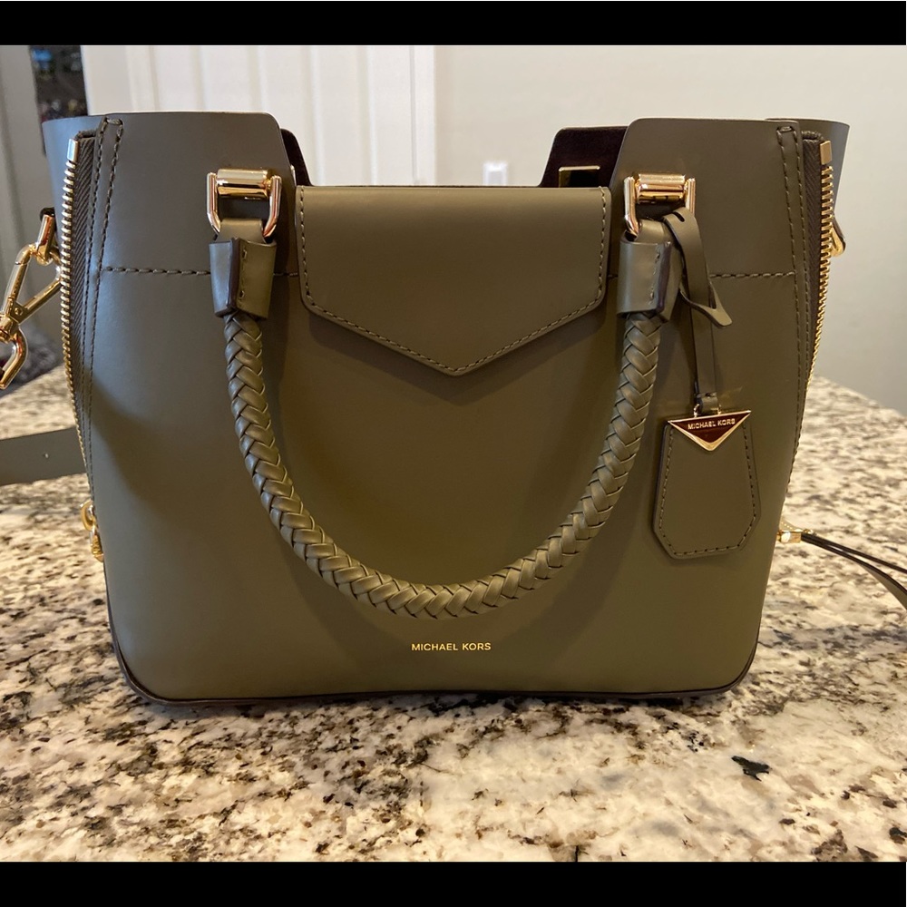 MICHAEL KORS Blakely olive Leather Satchel